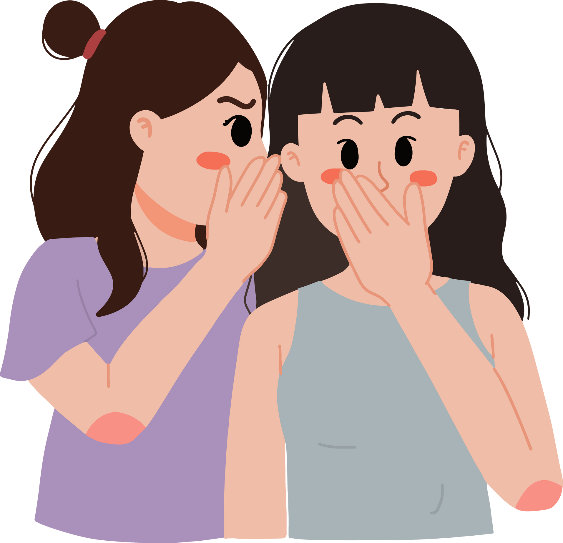 Gossip and whispering and shocked girl friend
